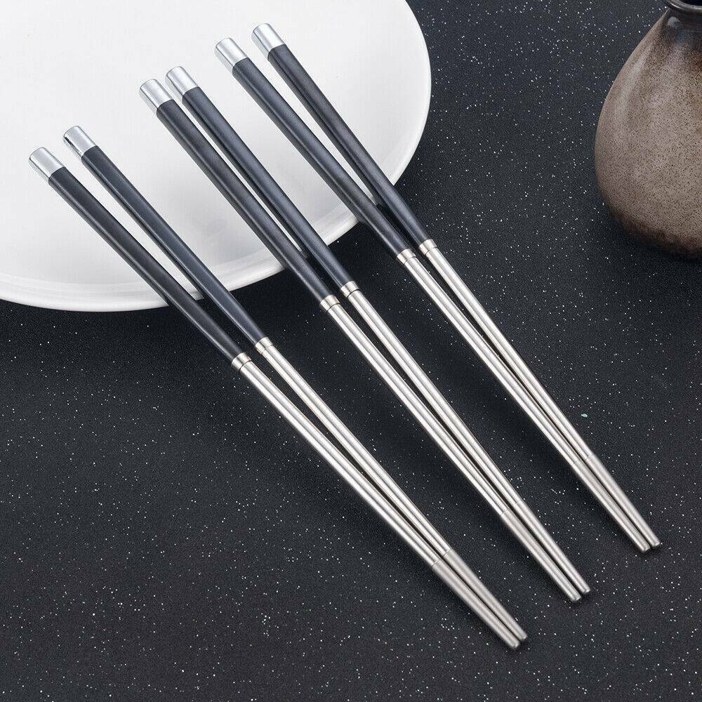 1 Pairs Japanese Chopsticks Set 304 Stainless Steel Reusable Travel Chop Sticks