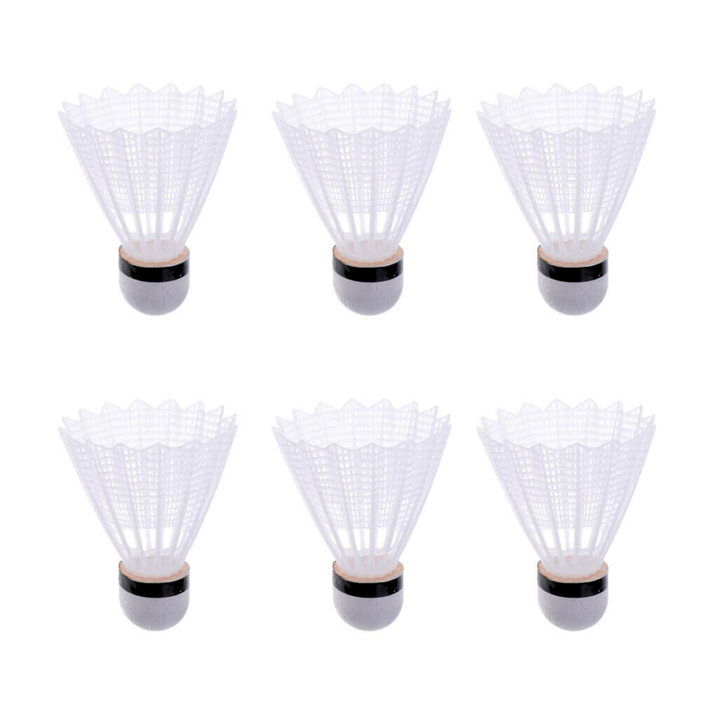 6 Pcs Nylon Badminton Shuttlecocks Balls Sports - Quick Bounce White