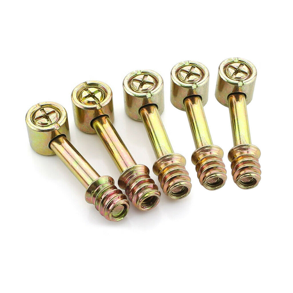Furniture Cabinet Cam Fitting with Dowel and Pre-inserted Nut, 5 Set