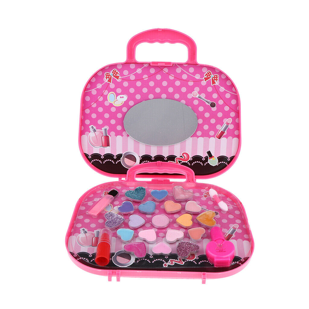 Princess Girl Make Up Play Set Pink Suitcase Cosmetic Beauty Set for Kids Role