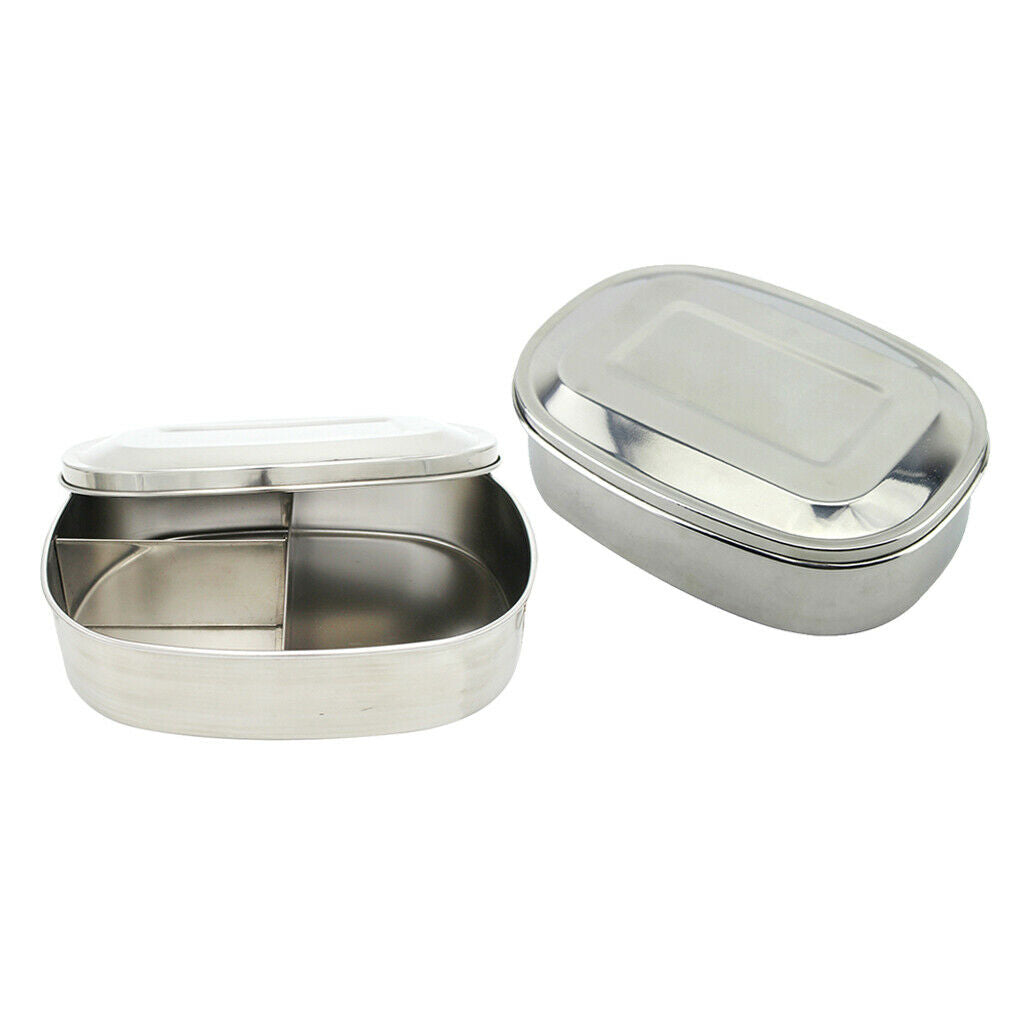 2pcs Stainless Steel Lunch Box Lightweight Food Storage Case for Picnic