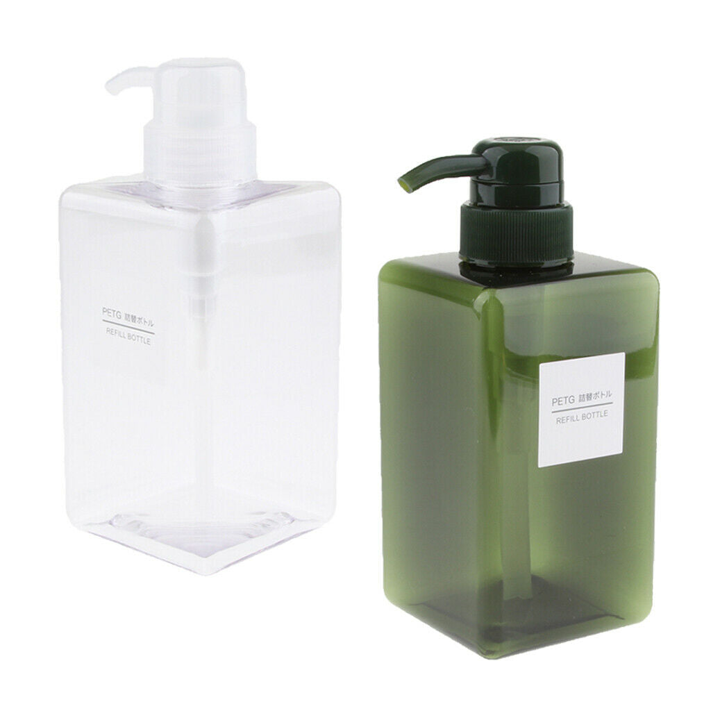 2x Plastic Foaming Soap Dispenser Countertop Pump Bottle 450ml Clear/Green