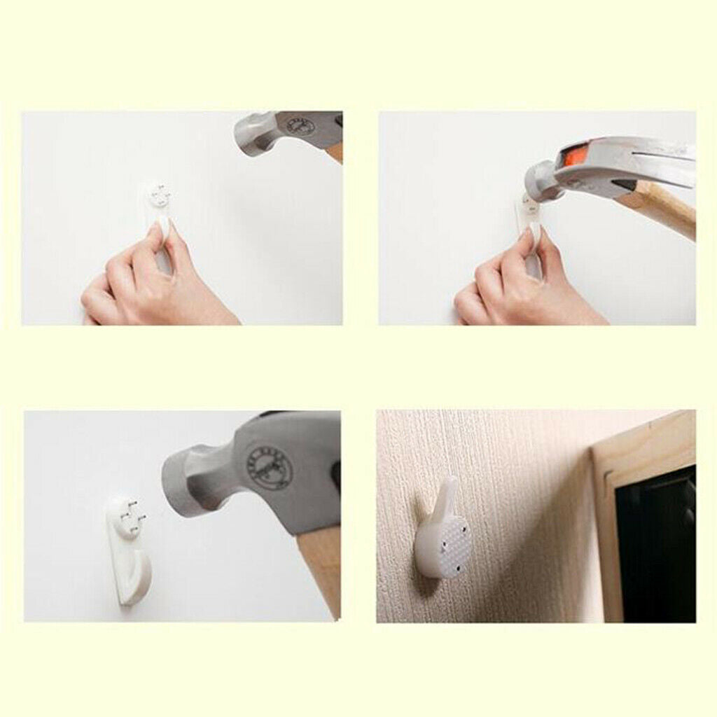 20pcs Hard Mural Hooks White Picture Hooks Concrete & Brick 4.1x2cm