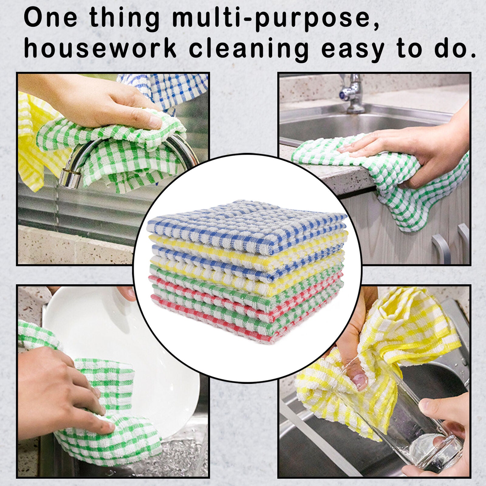 8pcs Dish Towels Dishcloth Kitchen Cleaning Cloths Absorbent Cotton Towel Rag