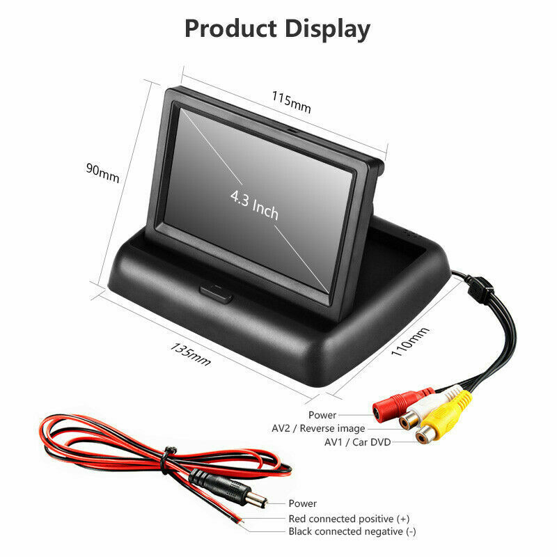 Car Backup 8 LED Camera + 4.3"" TFT LCD Car Foldable Monitor Kit Vehicle System.