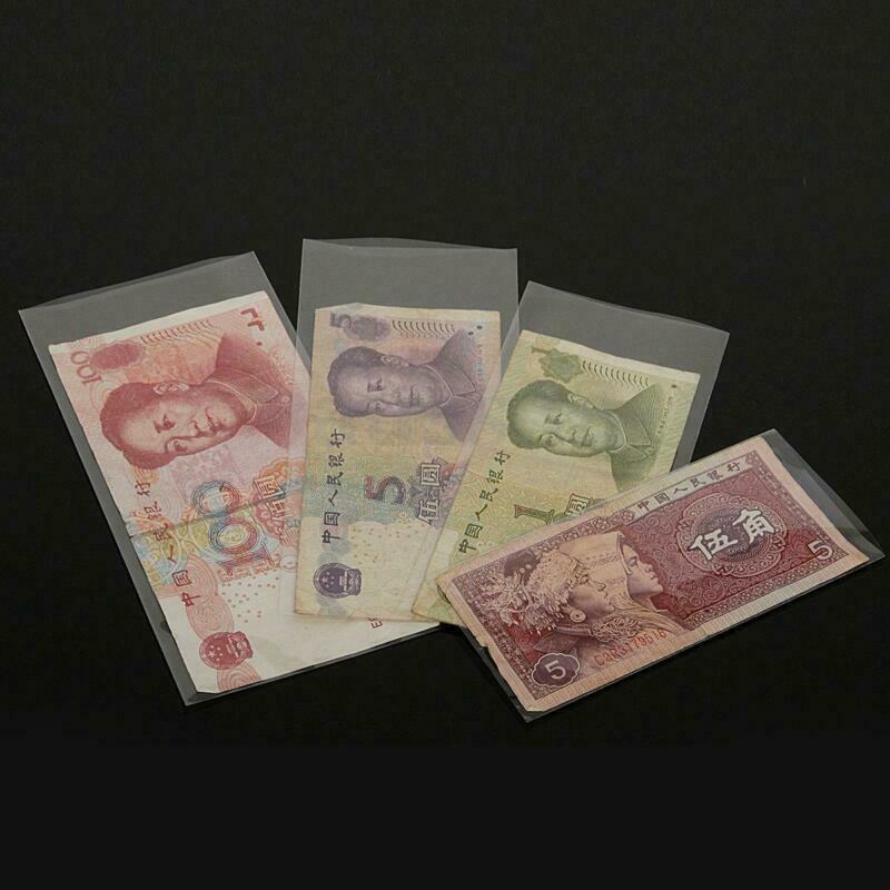 Currency Sleeves Holders For Banknotes Paper Money Stamp Paper 100pcs 4 Size