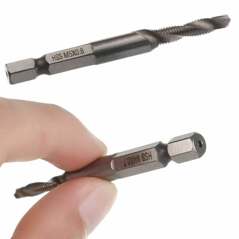 Durable Spiral Screw Tap HSS Drill Bit Hex Metric Shank Composite Tap Thread