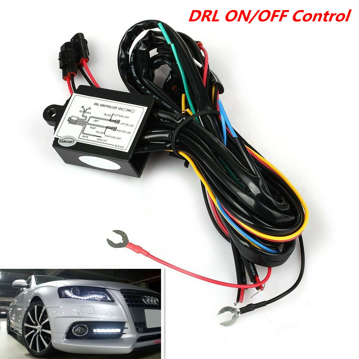 LED Daytime Running Light DRL Relay Harness Automatic On/Off Control Switch Kit