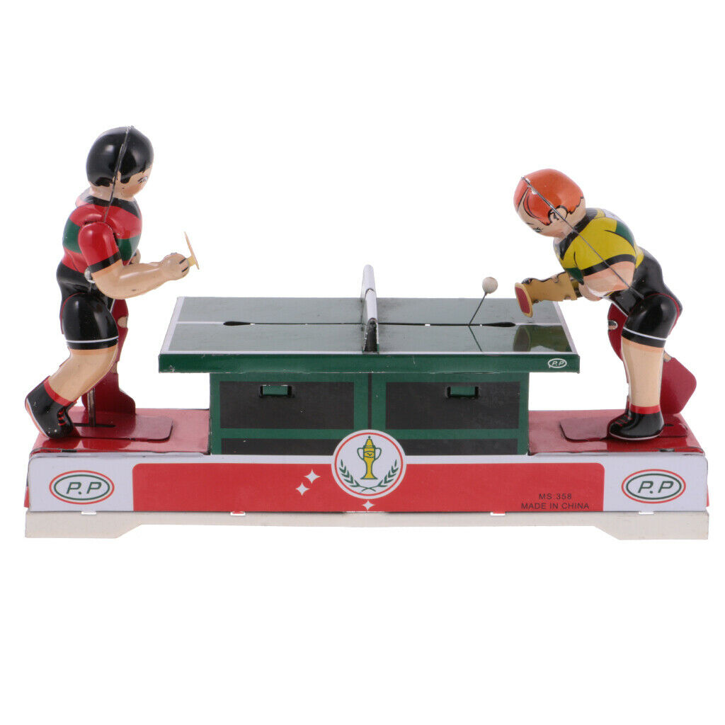 Classic Game Ping Pong Tin Toys Collectible Clockwork Wind Up