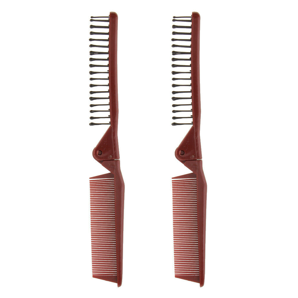 2pcs Small Travel Comb Folding Plastic Dual Hair Brush  Comb