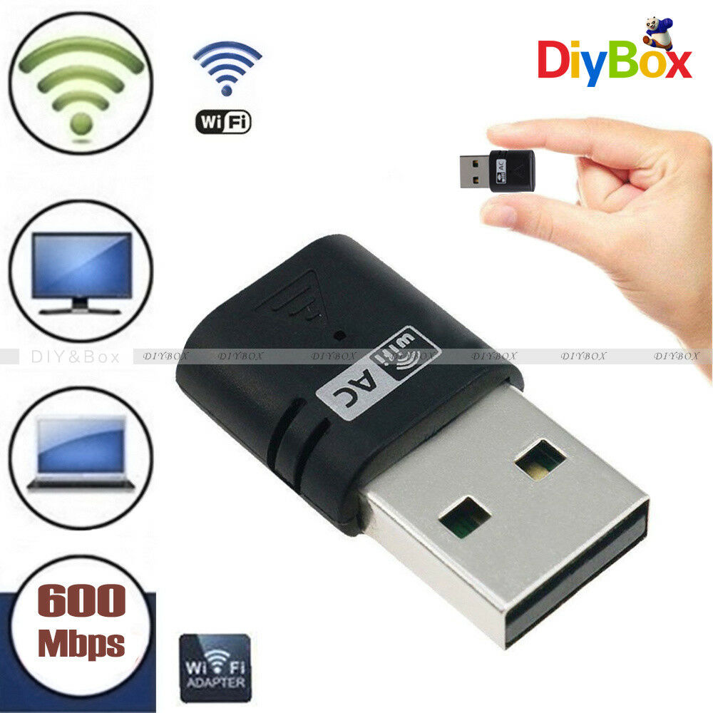 600Mbps Mini Wireless LAN WiFi USB Adapter AC 802.11ac/b/g/n Dual Band 5G&2.4G