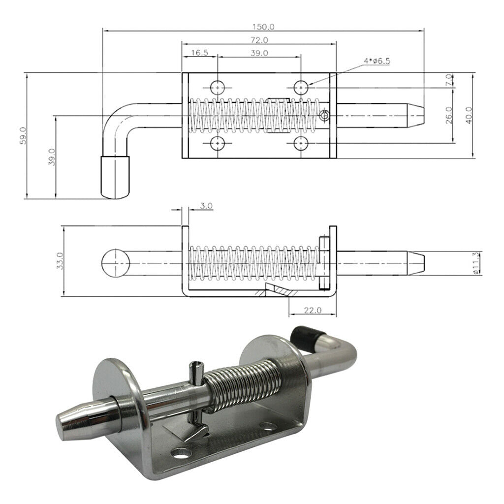 New Metal Heavy Duty Lock Barrel Bolt Spring Loaded Latch for Home Shed Door