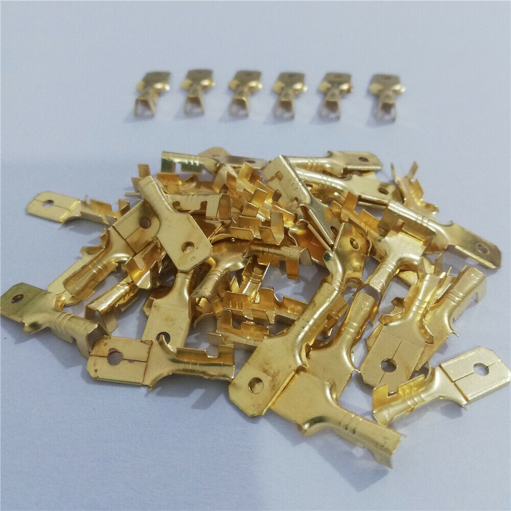 50PCS Male Spade Quick Splice Crimp Terminals 6.3mm Connector Non Insulated