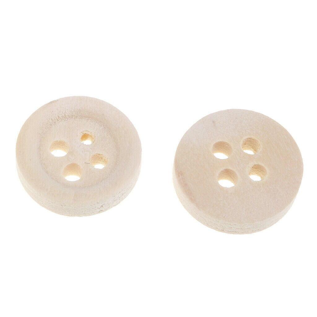 40pcs 12mm Round Natural Wood Buttons 4 Holes Sewing Buttons for DIY Crafts