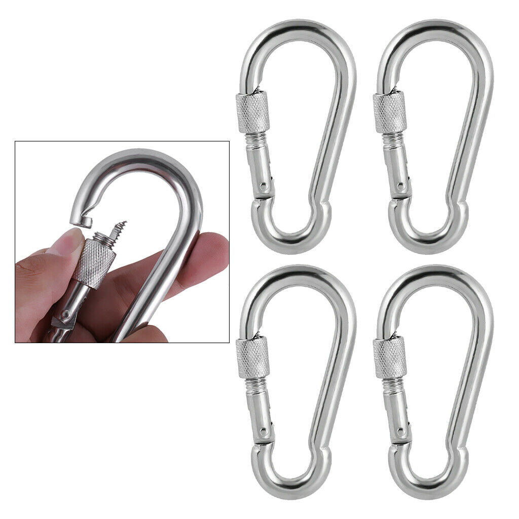 4Pcs Snap Hook Mountaineering Sail Boat Non-slip Carabiner Locking Clip Accs
