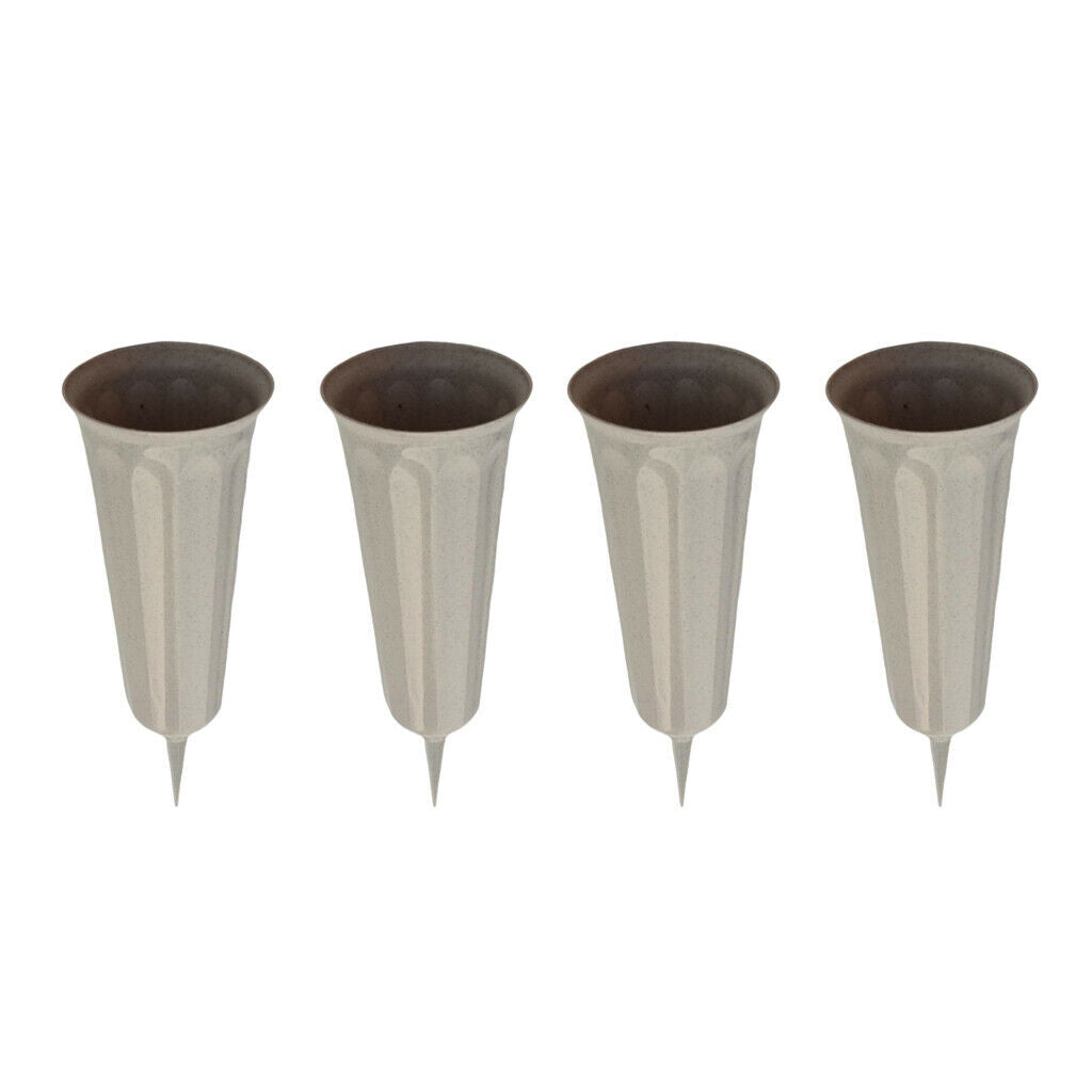 4-pack Plastic Stake In Ground Fluted Flower Vases Container for Lawn Garden
