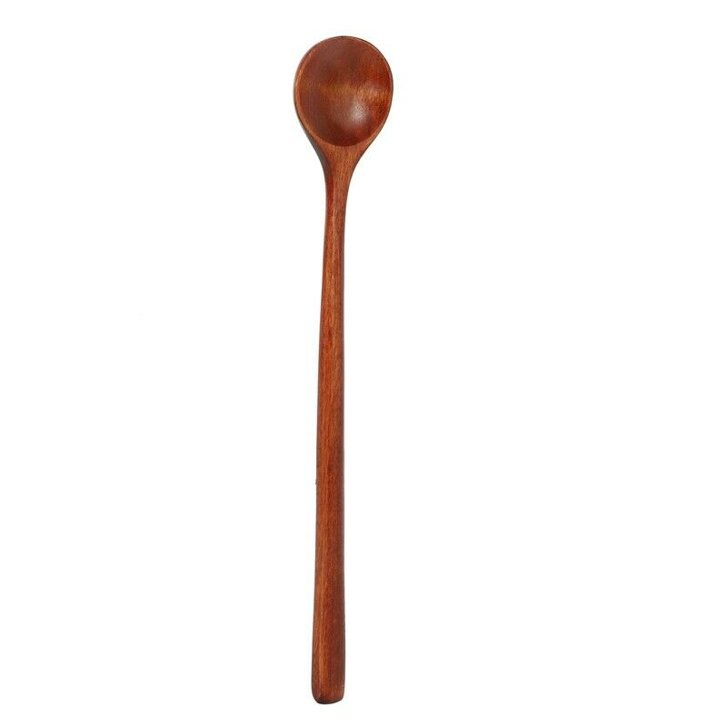 Long Spoons Wooden, 5 Pieces Korean Style 10.9 inches 100% Natural Wood Long HI9