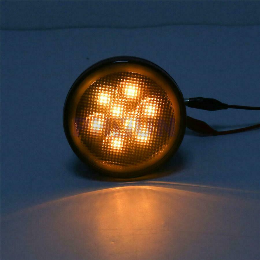 Pair Car Grill Turn Signal Light LED Amber+White Halo Ring For Jeep Wrangler JK