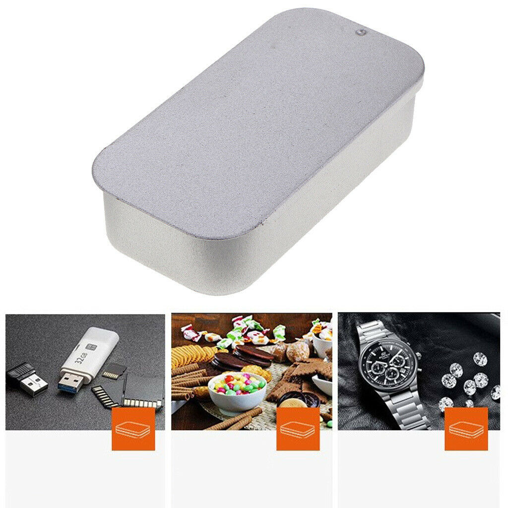 Slide Top Tin Empty Case Portable Containers Office Storage Kit Organizer
