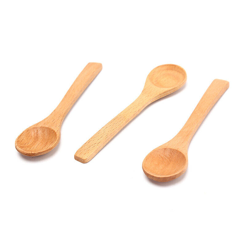 1X Wooden Round Bamboo Spoon Soup Tea Coffee Salt Spoon Kitchen Tools Cut.l8