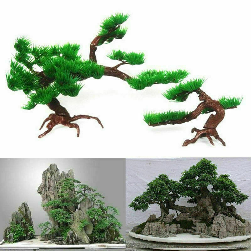 Bonsai Simulation Artificial Plant Tree Pine Home Fish Tank Decor Potted UK