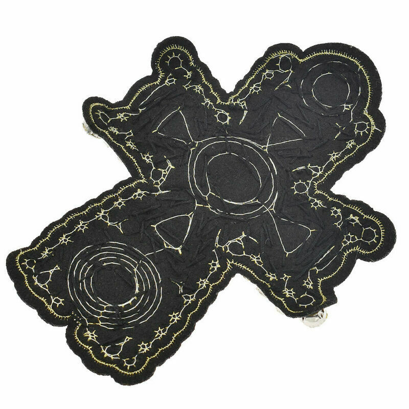 Rhinestone Beaded Cross Patch Handmade Sew on Applique Badge for Clothing Dress