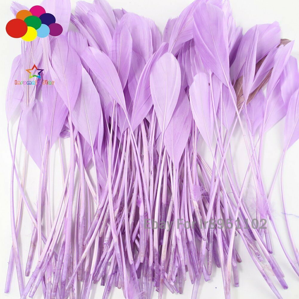 100 Pcs DIY Light purple  Rooster Tail Feather Clothing Party Decoration Coque
