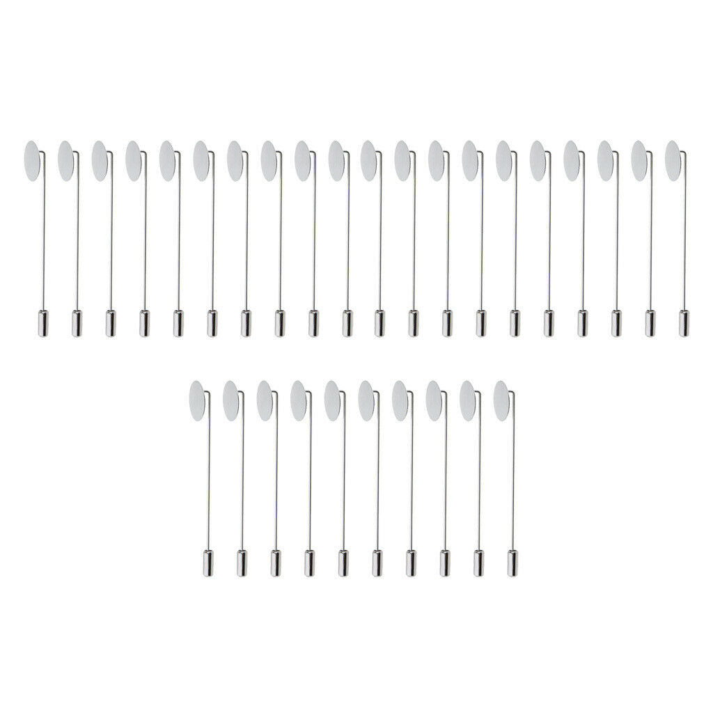 30 pcs Steel Protectors End Hat Lapel Hijab Brooch Pins 1.5cm Blank Tray Pad
