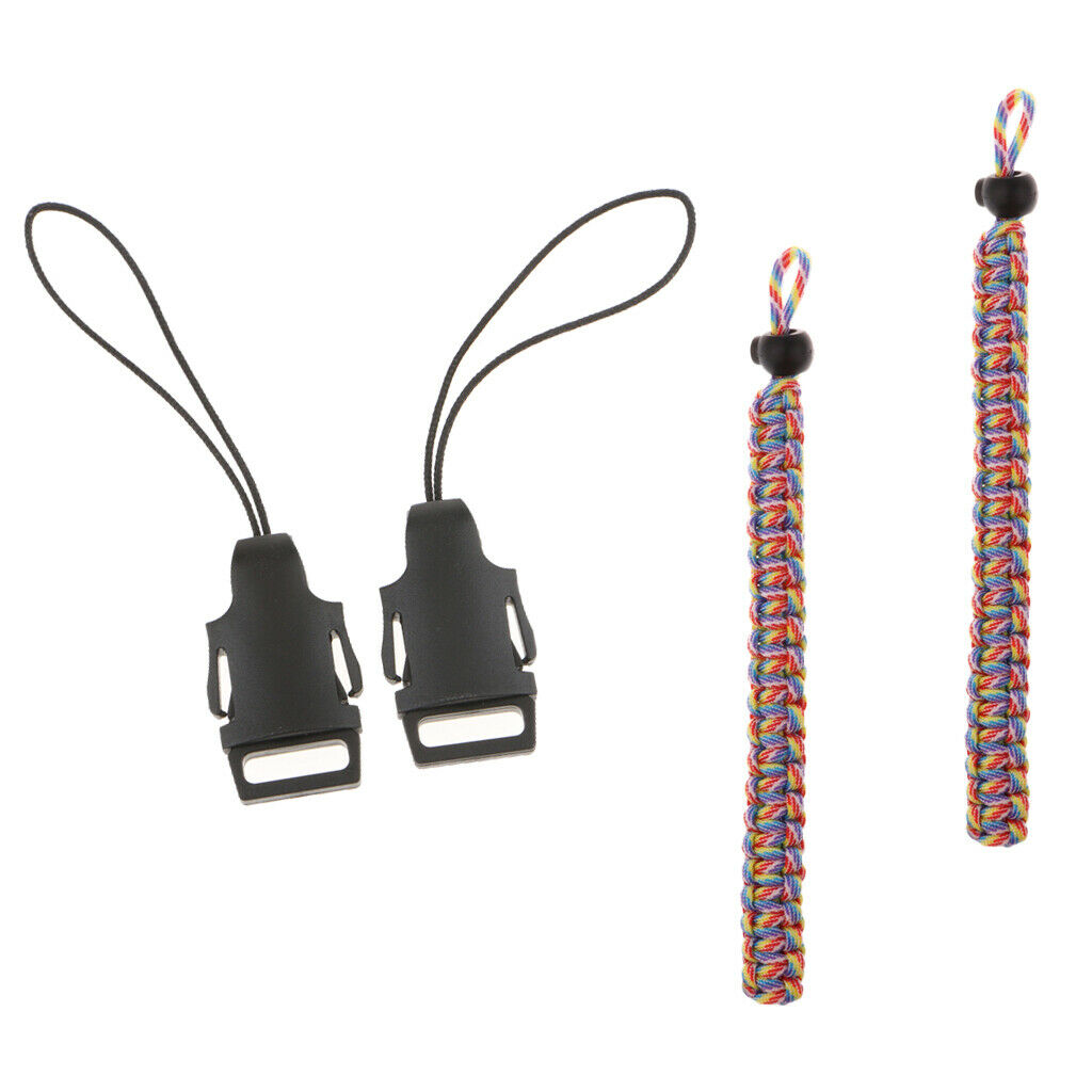 2 Quick Release Strap Connector W/ 2 Rainbow Camo Weave Camera Wrist Strap
