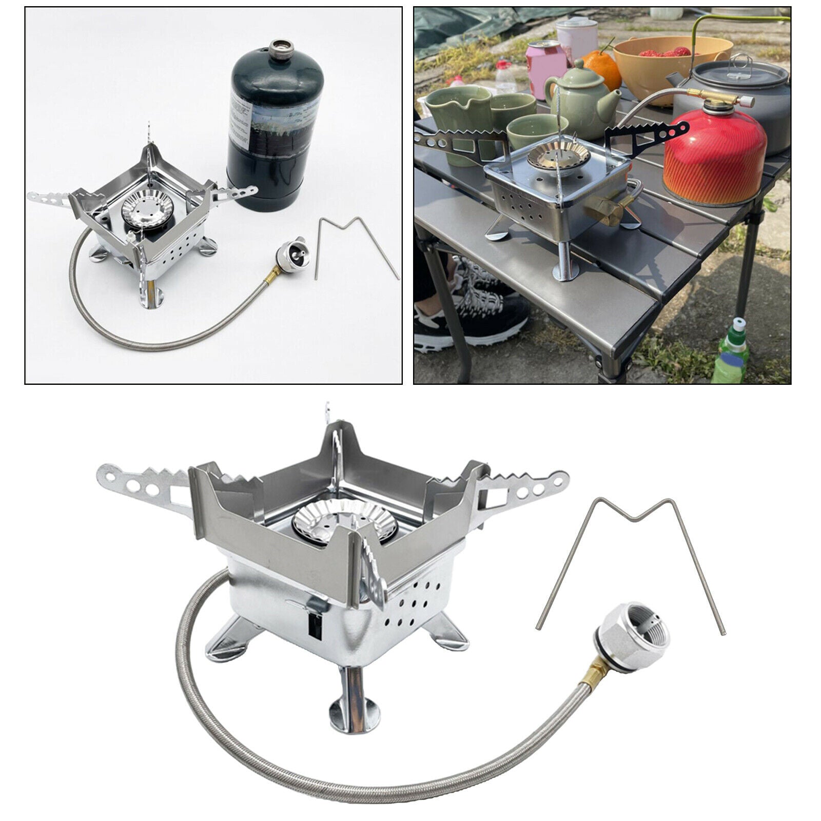 Gas Stove Portable Hiking Butane Burner Stainless Steel Picnic MAPP Tank
