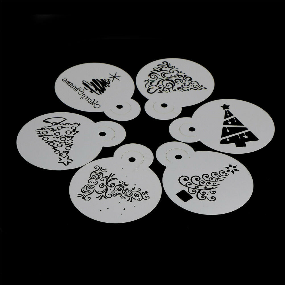 6x Christmas Tree Cake Stencil Cookie Mould Wedding Party Cake Decor Temp.l8