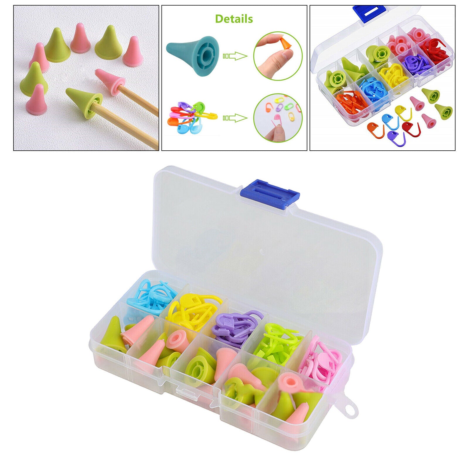 Knitting Crochet Accessories Set 60x Stitch Markers 20pcs Needles Stoppers
