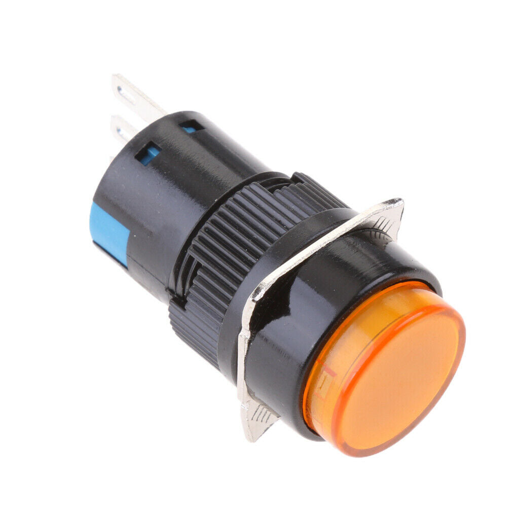 16mm DC 12V Momentary Latching Push Button Self-Lock LED Light Switch Yellow