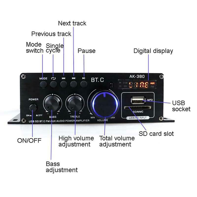 AK380 40W+40W Mini Audio Power Amplifier Portable Sound Amplifier Speaker New