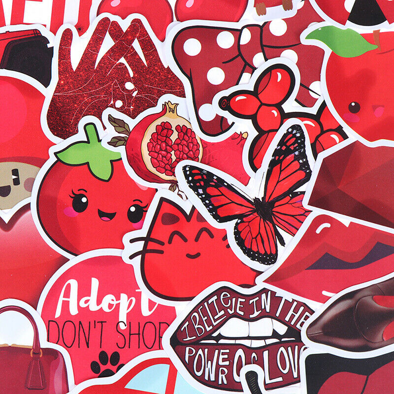 50Pcs Cartoon Red Girls Stickers DIY Suitcase Laptop Guitar Bicycle Car Dec _DD