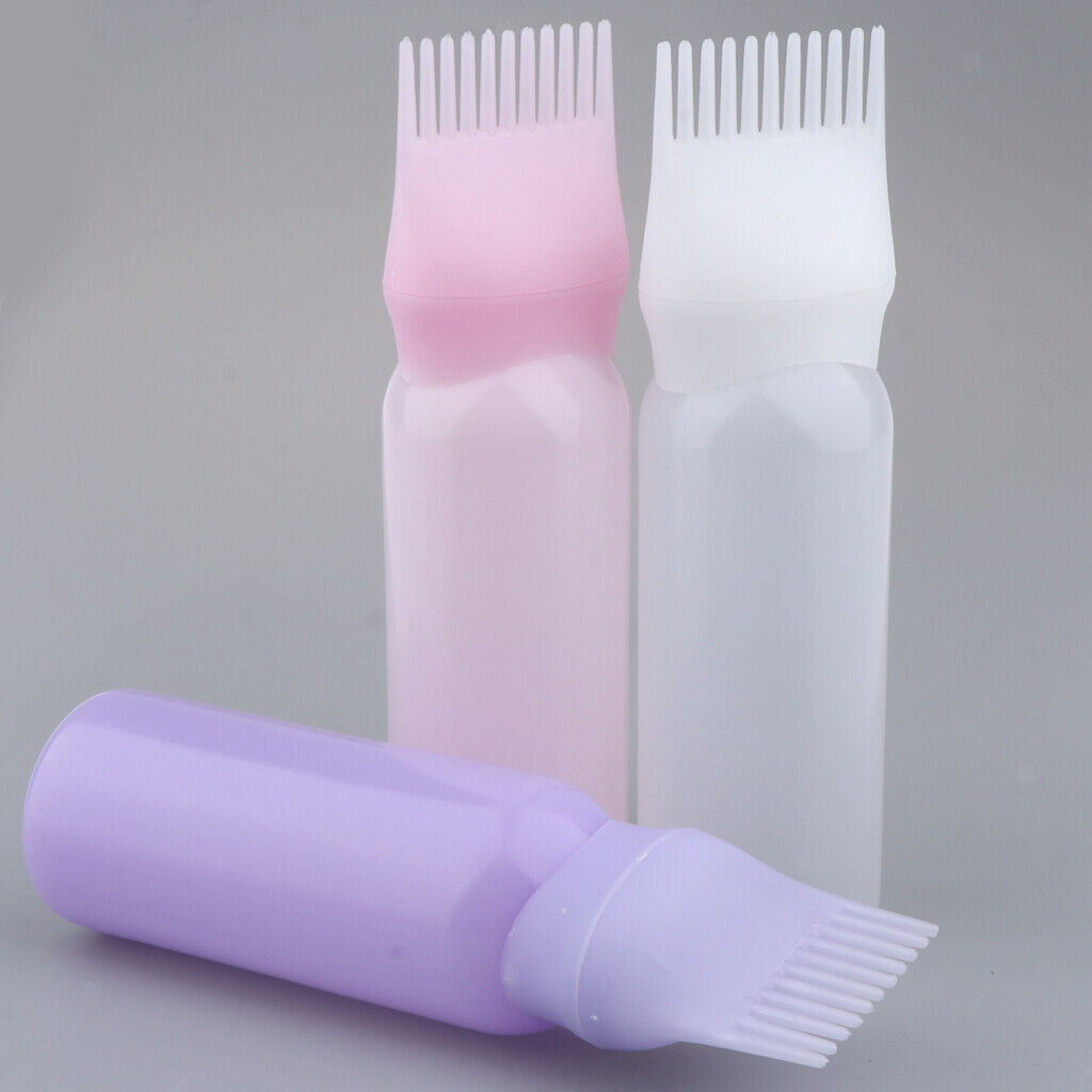 Empty Hair Dye Applicator Dispensing Brush Salon Coloring Bottle 60ml 3pcs