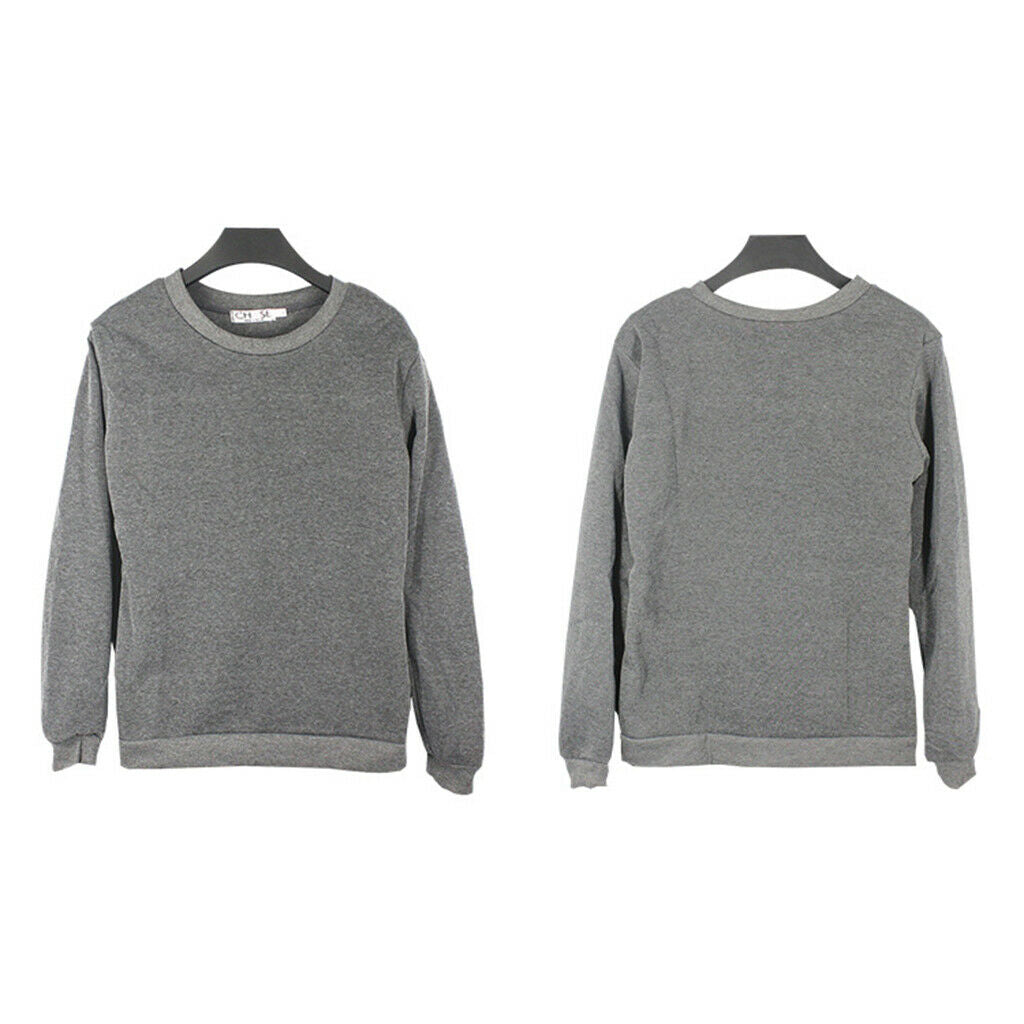 Long Sleeve Crewneck Sweatshirt Unisex Pullover Hoodie Fleece Lined  3XL
