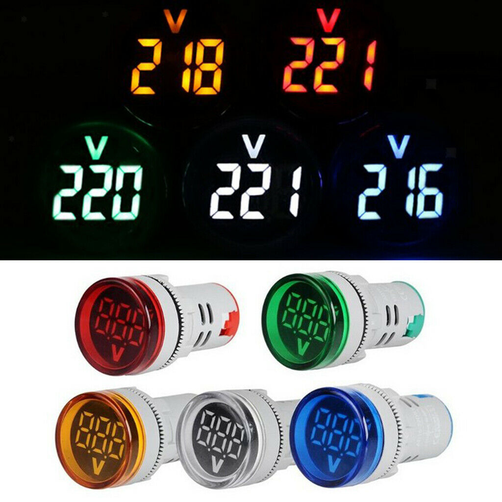 Voltmeter AC 12-500V Voltmeter Power Monitor LED Indicator Light White