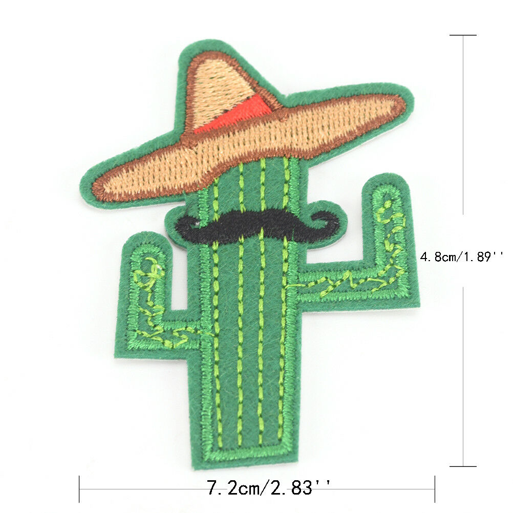 cowboy cactus with hat and beard diy embroidered iron on patche brooch appliq Tt