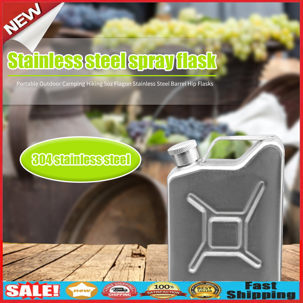 Portable Outdoor Camping Hiking 5oz Flagon Stainless Steel Barrel Hip Flask @