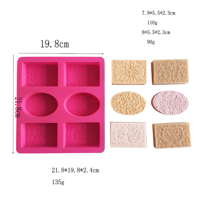 6 Cavity Rectangle Oval Silicone Soap Mold Handmade Soap Making CraftsBDAU