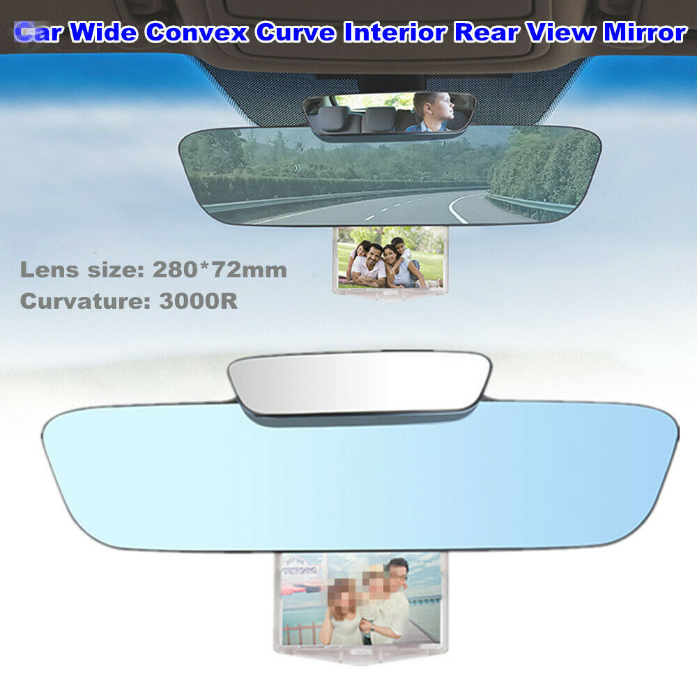 3IN1 Car 330mm Wide Convex Curve Interior Clip On Rear View Mirror Extender Kit