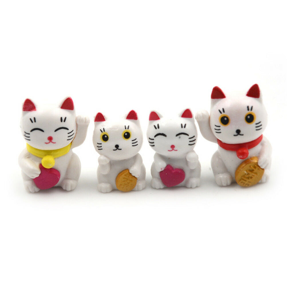 4X Cartoon Lucky Cats Micro Landscape Garden Decorations Miniatures Orname.l8