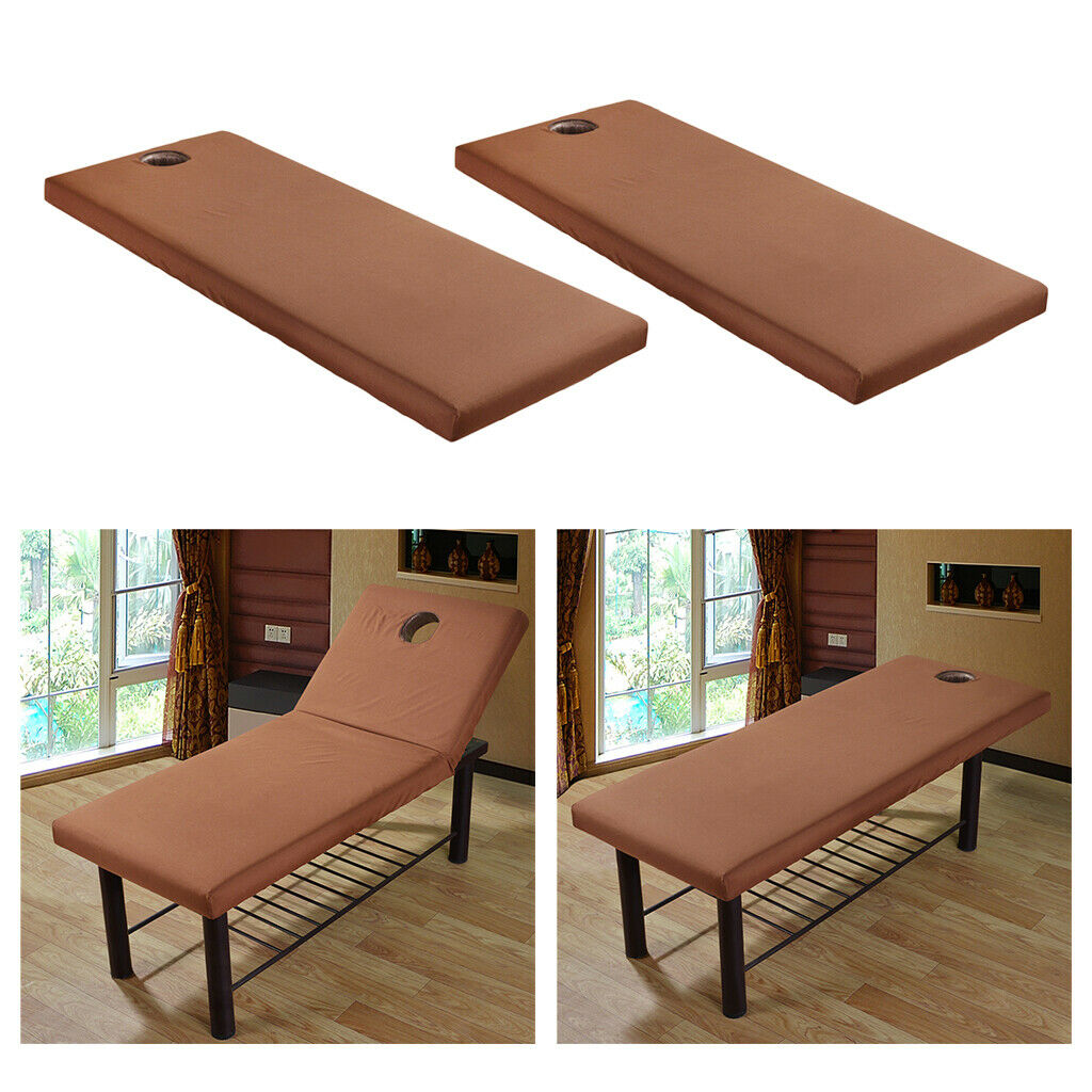 Pack 2 Beauty Salon Massage Table Cover Spa Bed Fitted Sheet 70x190cm Coffee
