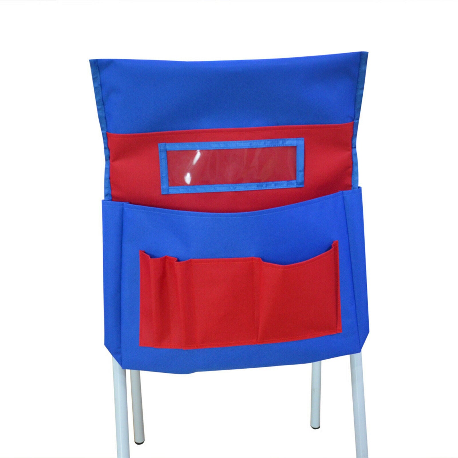 Chair Pocket Pouch with 6 Pockets with Label Slot for Books Papers Blue Red