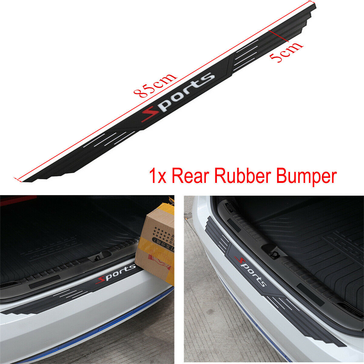 1PCS 85 x 5CM Black Car Universal Sport Style Rubber Bumper Anti-scratch Pad