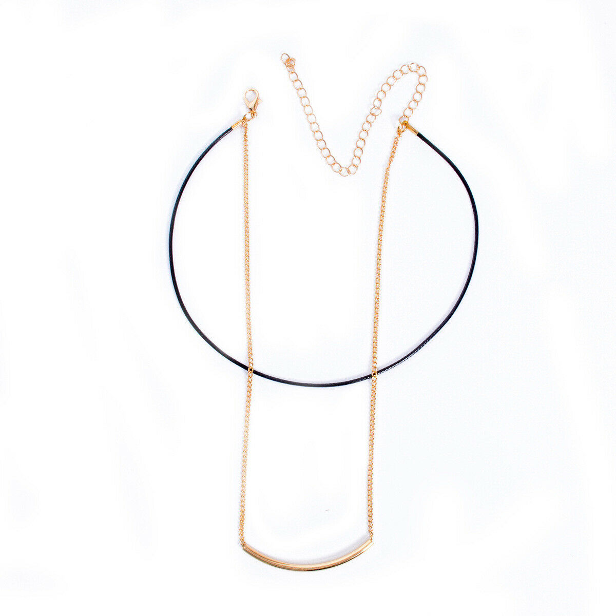 Celebrity Style Golden Bar Tube Necklace Pendant