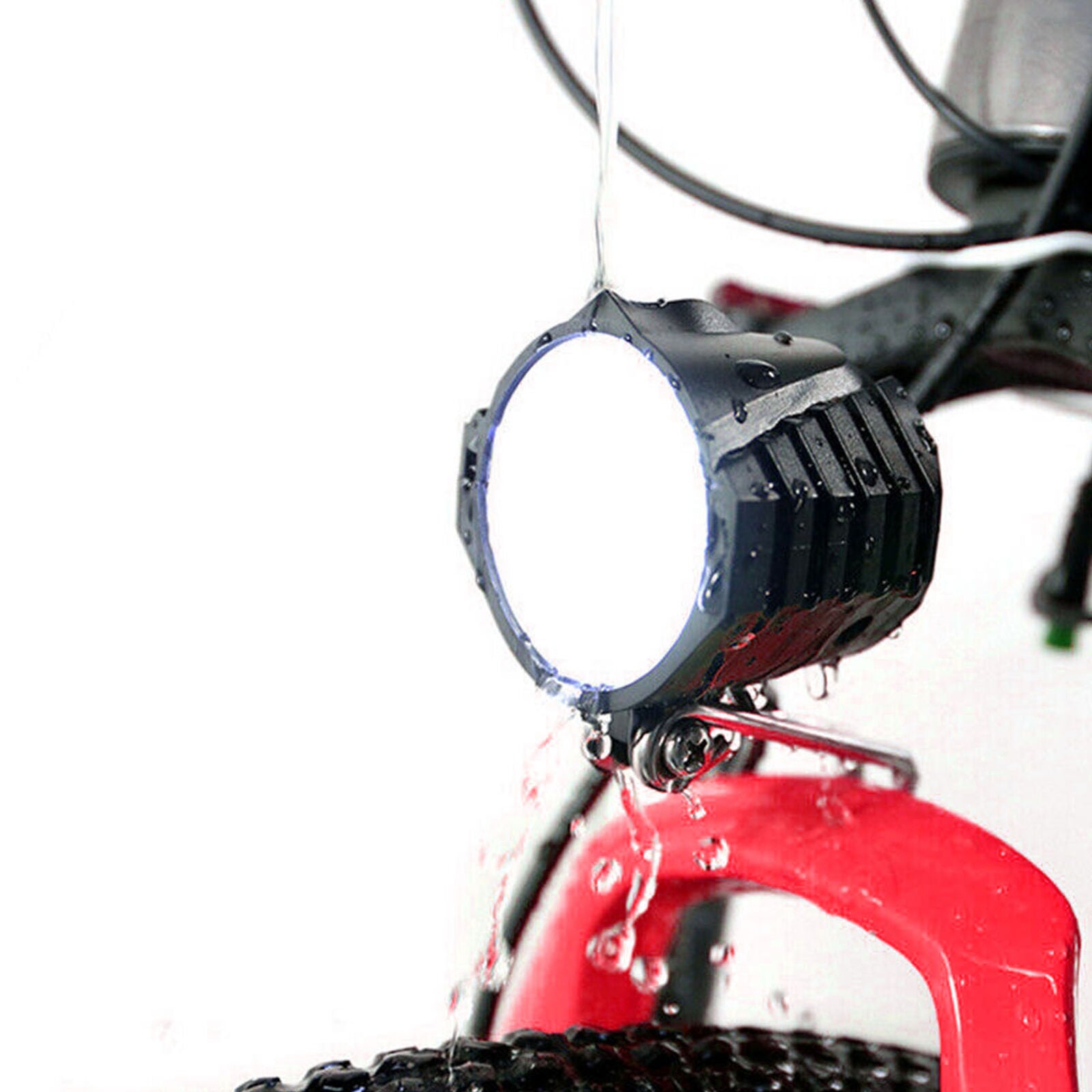 Electric Bicycle LED Headlight Light Waterproof eBike Front Flashlight w/ Horn