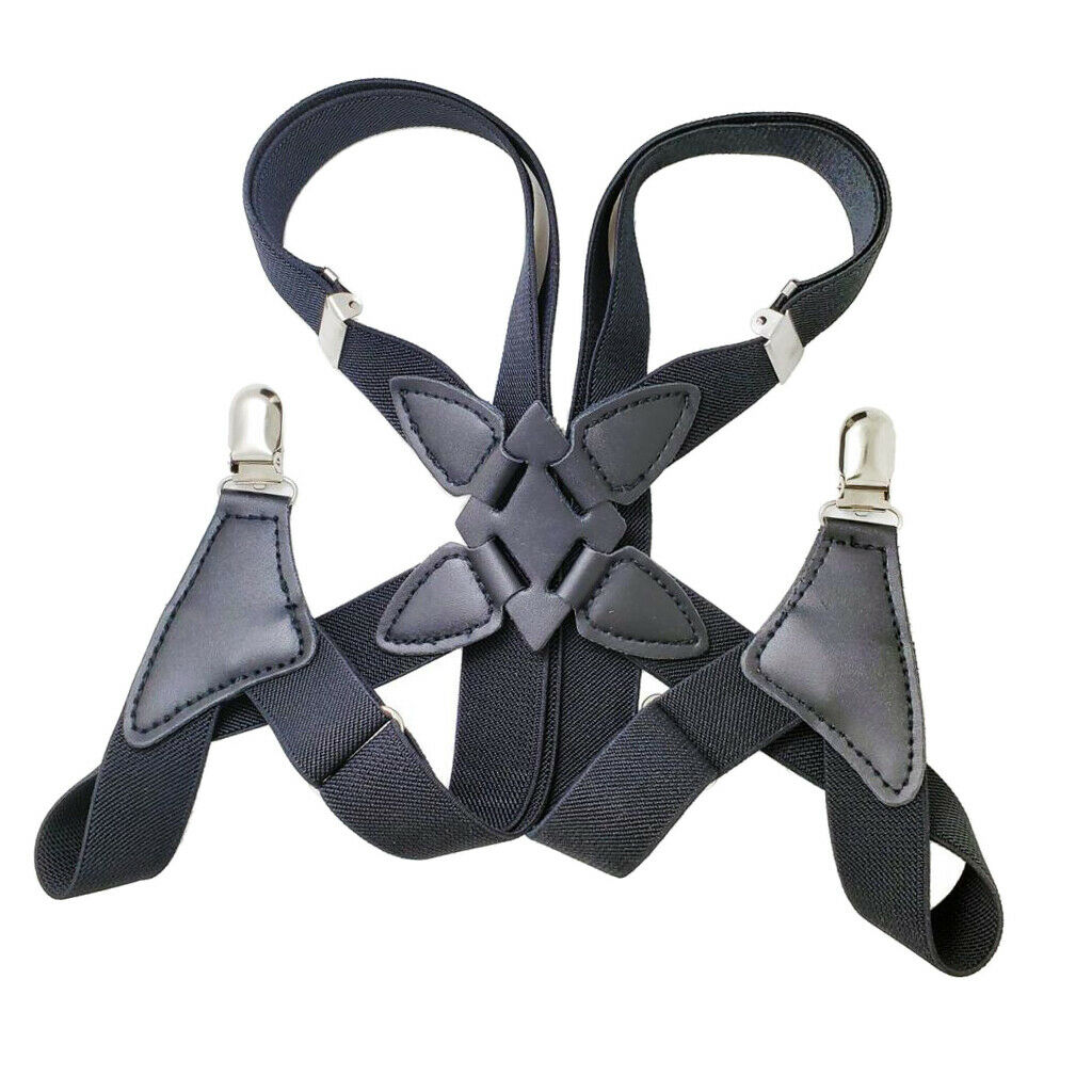 Mens Undergarment Suspenders X Back Side-clip Style with Premium 2 Clips