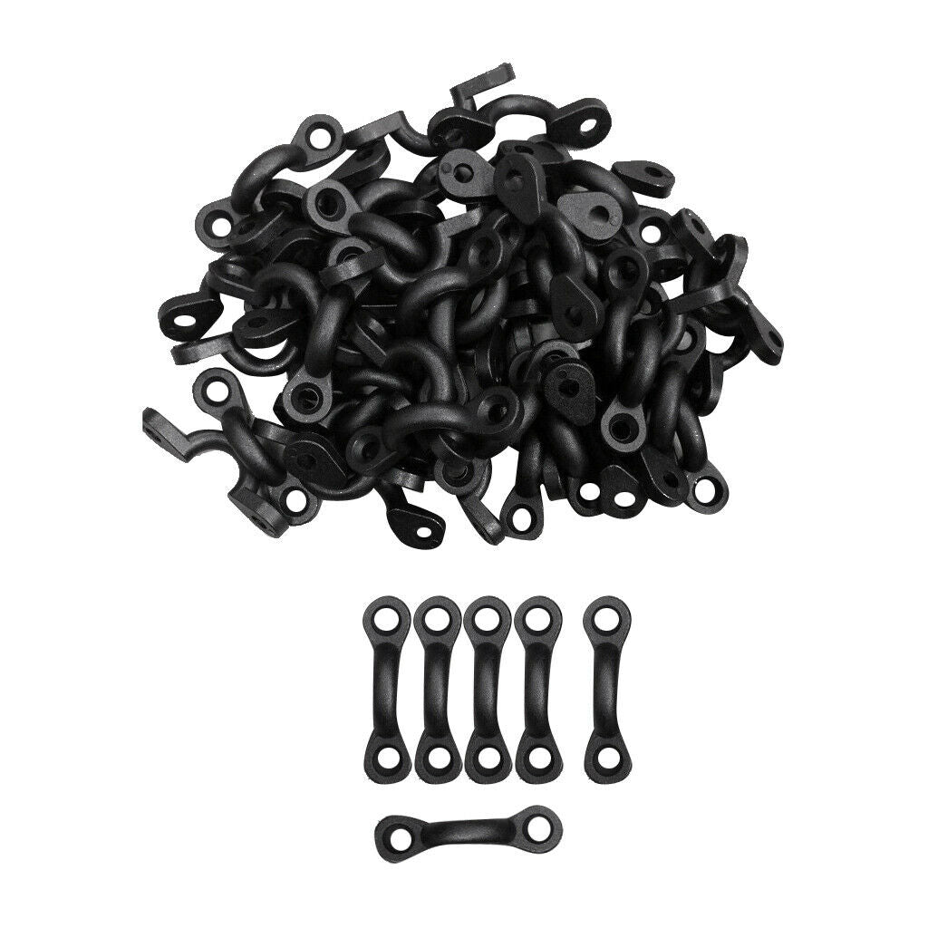 50pcs Set Black Nylon Tie Down Pad Eye Ideal for Kayak Canoe Boat Outfitting